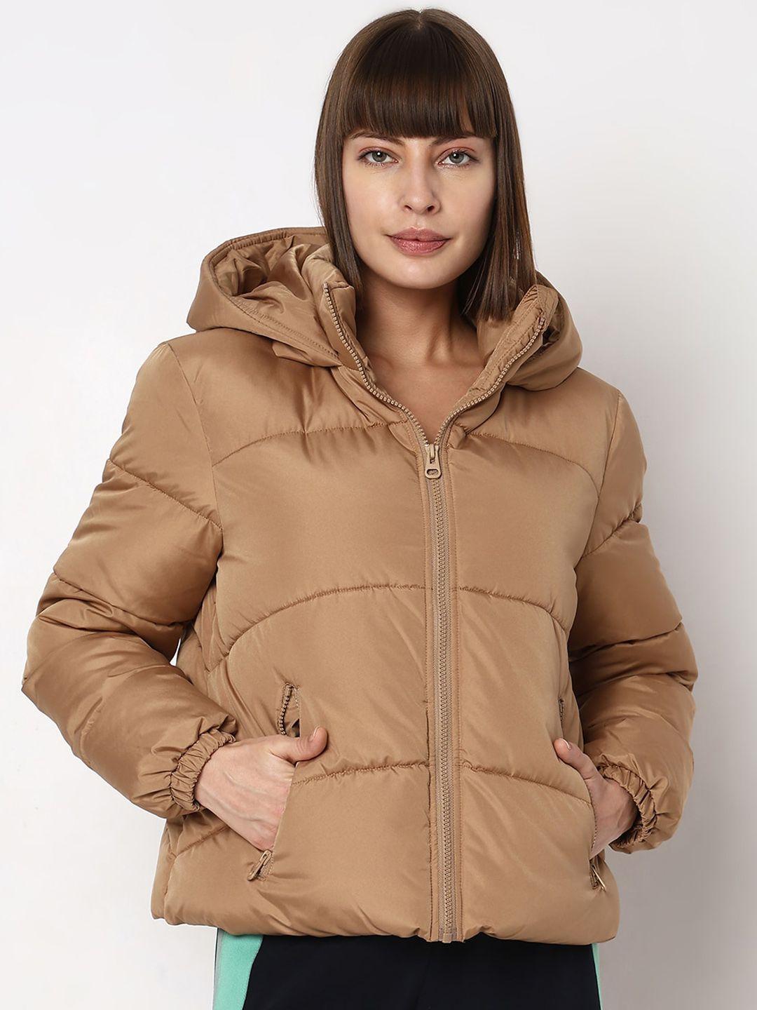 vero moda hooded zip detail puffer jacket