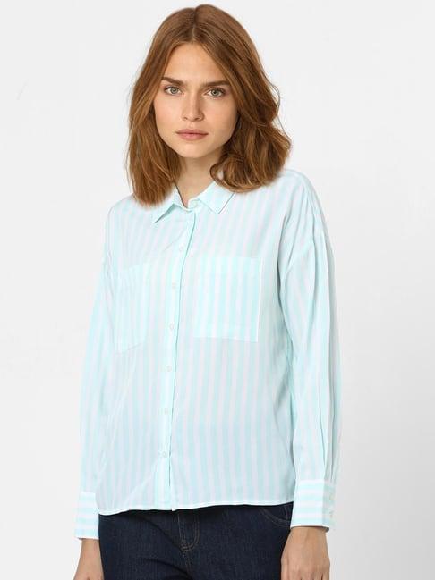 vero moda light blue striped shirt