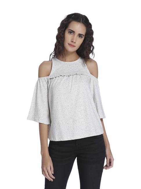 vero moda light grey melange regular fit top