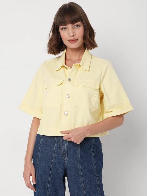 vero moda light yellow regular fit shirt