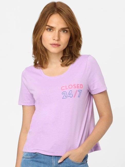 vero moda lilac printed crew t-shirt