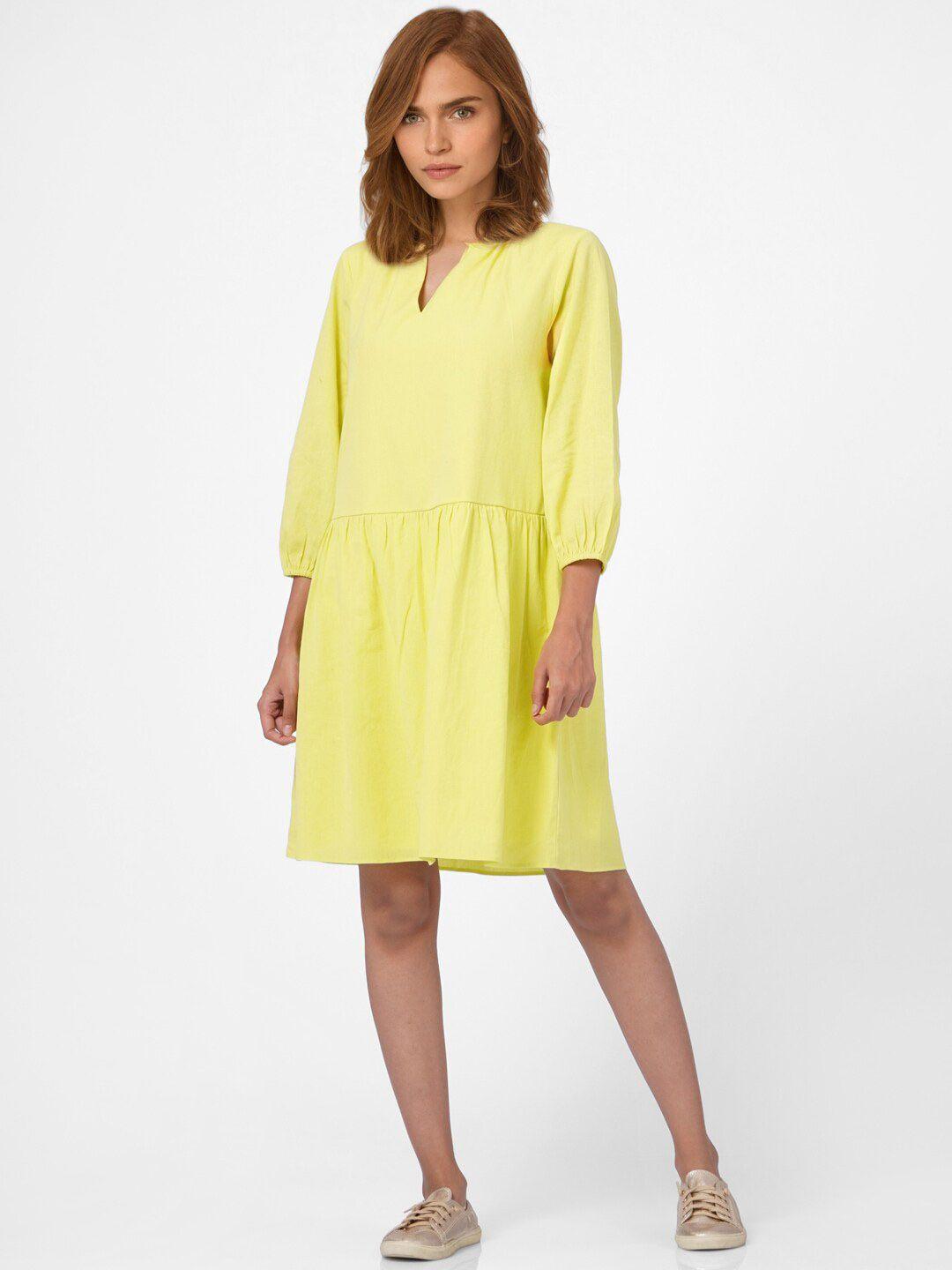 vero moda lime green keyhole neck a-line dress