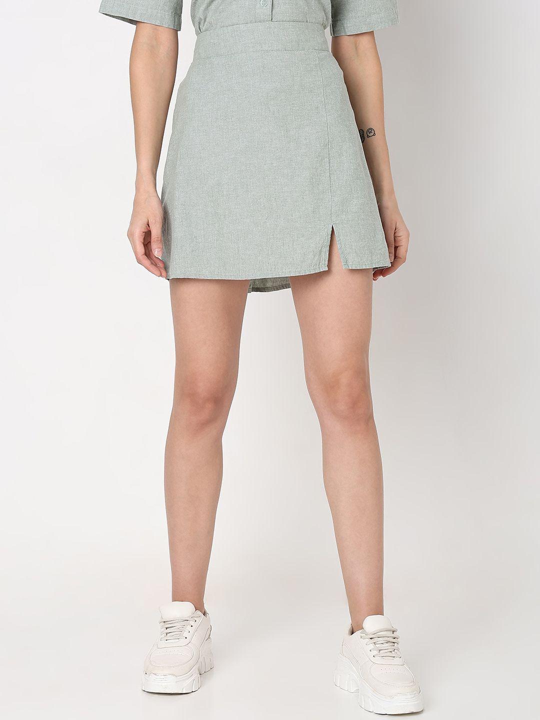 vero moda linen cotton straight mini skirt