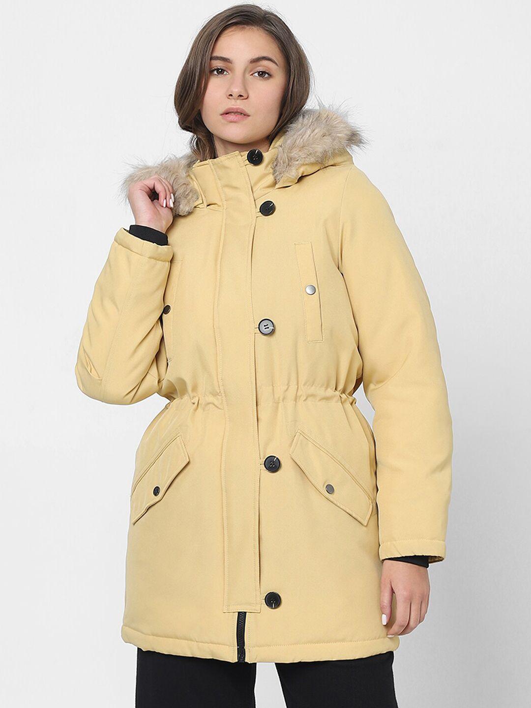 vero moda long sleeves hooded lightweight longline parka jacket