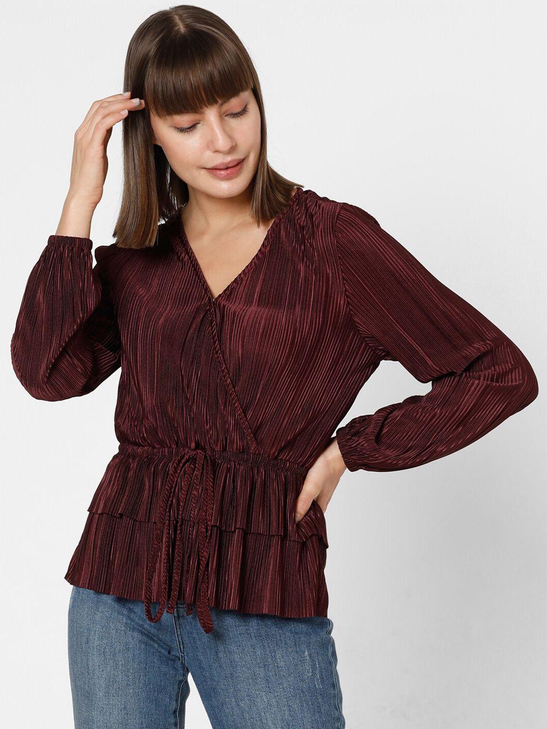 vero moda maroon cinched waist top