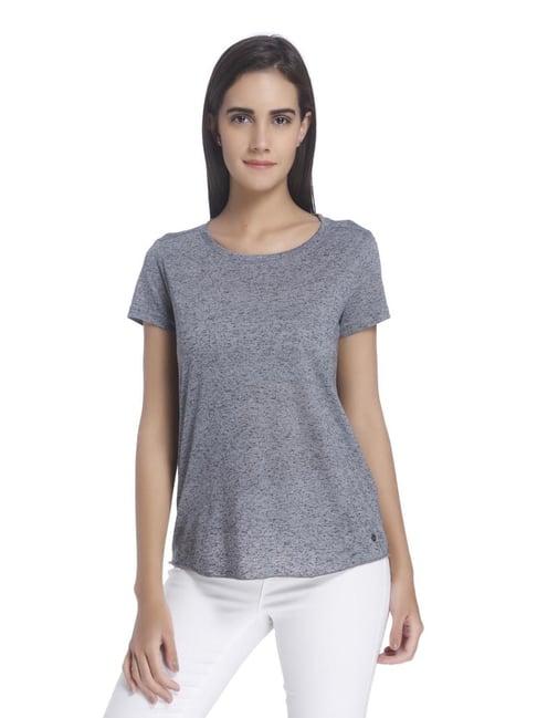 vero moda medium grey melange regular fit t-shirt