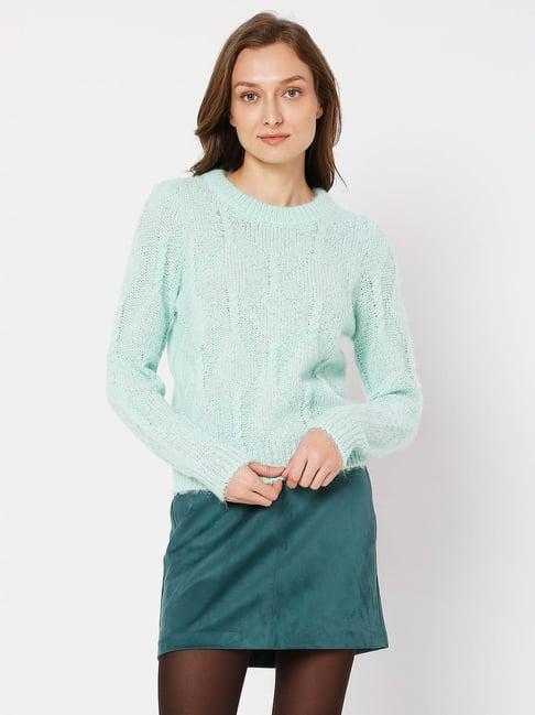 vero moda mist green textured sweater