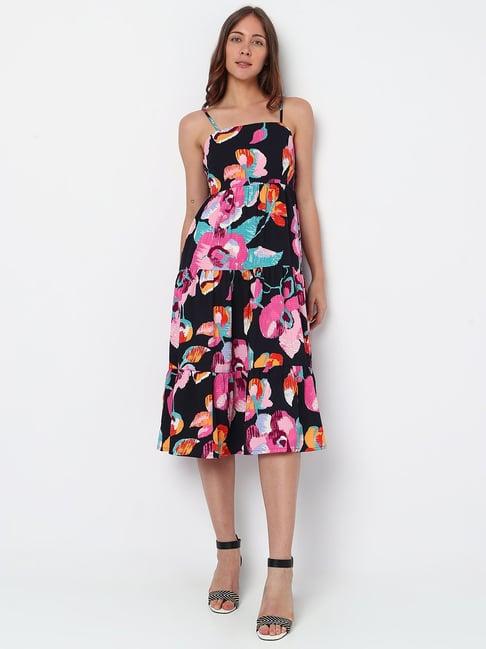 vero moda multicolor floral print fit & flare dress