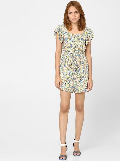 vero moda multicolor floral print playsuit