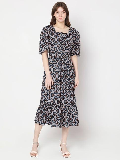 vero moda multicolor printed midi dress