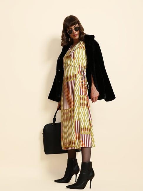 vero moda multicolor striped wrap dress