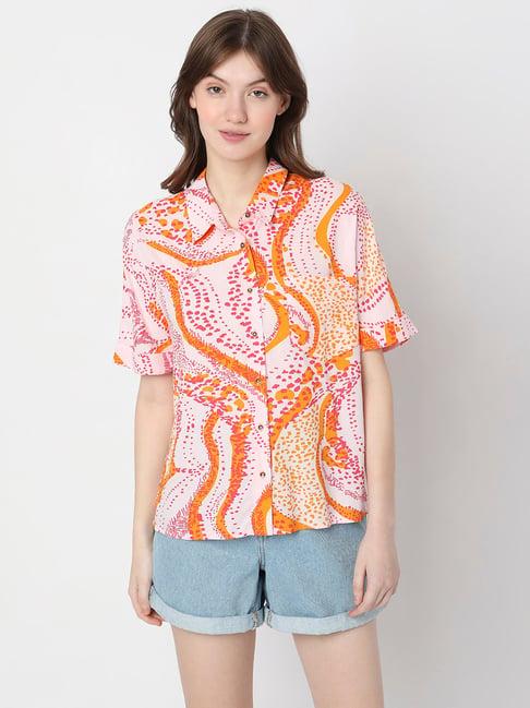 vero moda multicolor viscose printed shirt