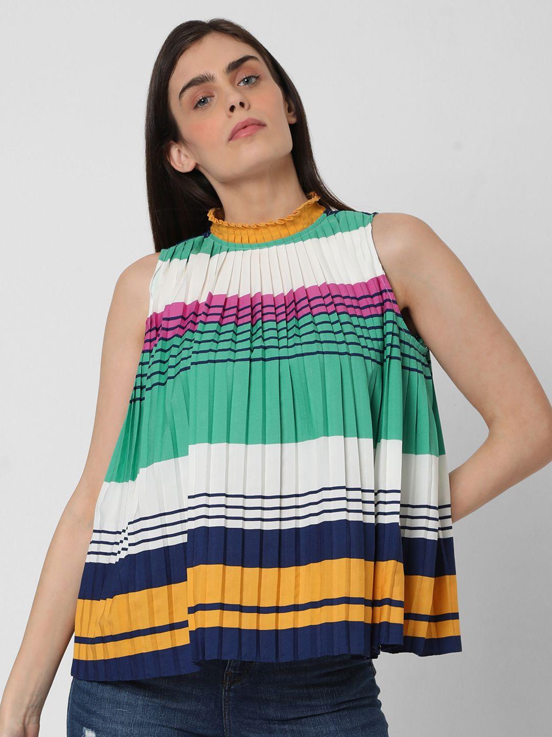 vero moda multicoloured accordion pleats a-line top