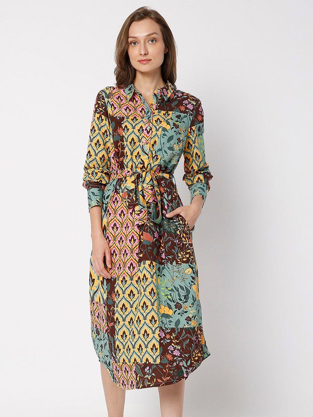 vero moda multicoloured floral a-line dress