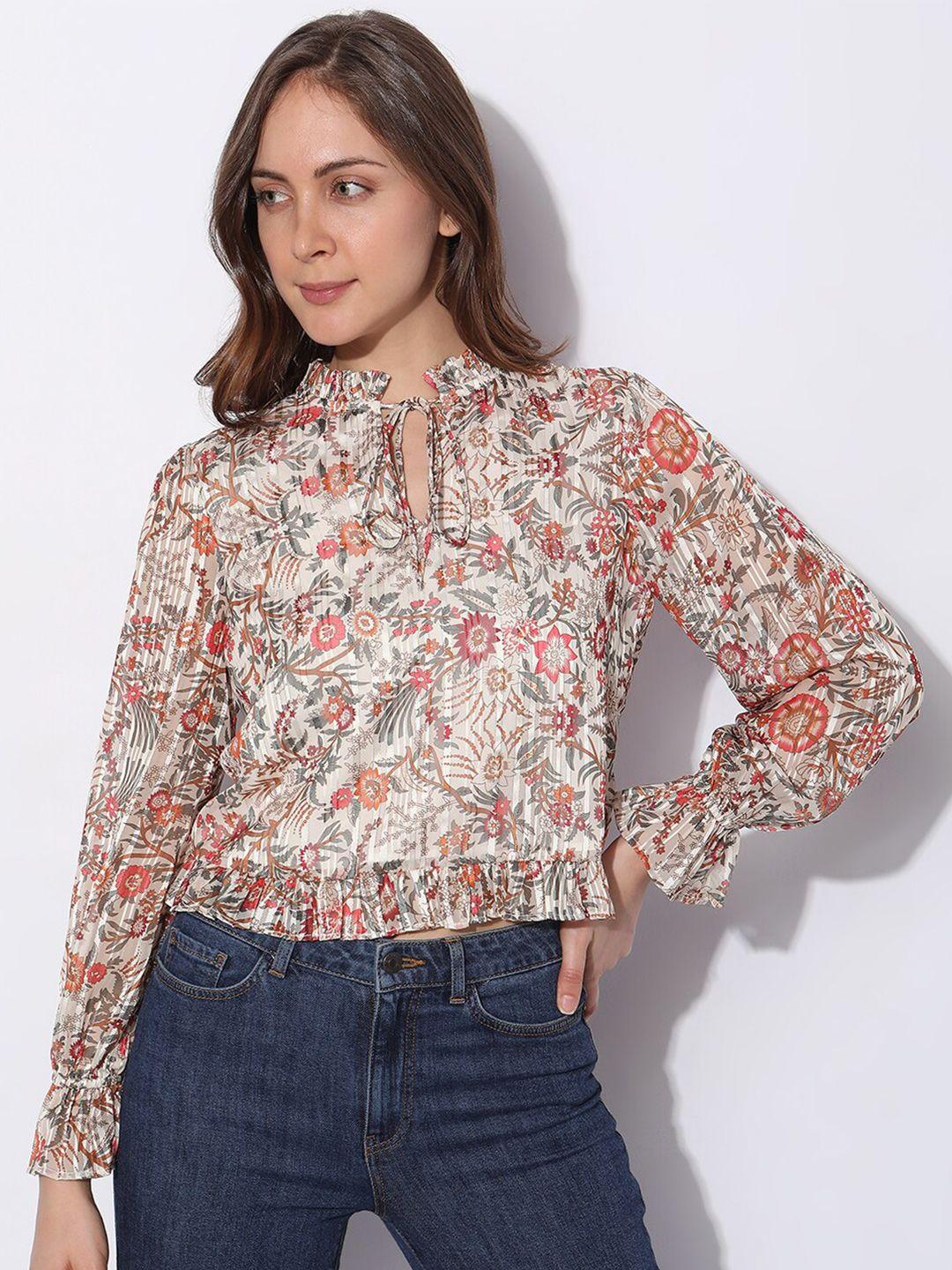 vero moda multicoloured floral print bell sleeve top