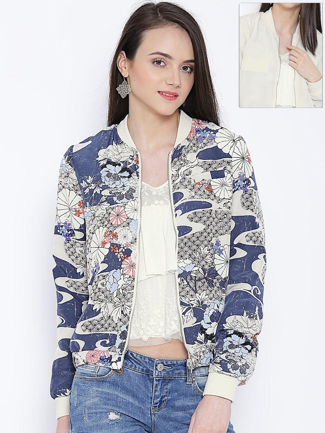 vero moda multicoloured padded printed jacket