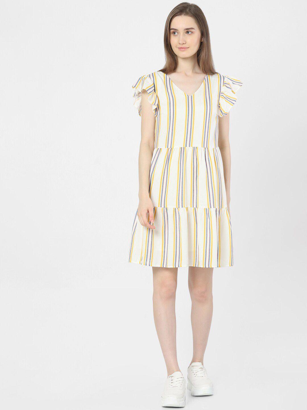 vero moda multicoloured striped a-line dress