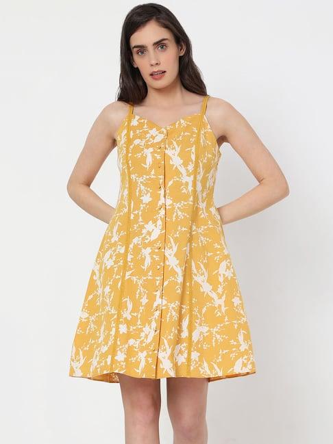 vero moda mustard floral print dress