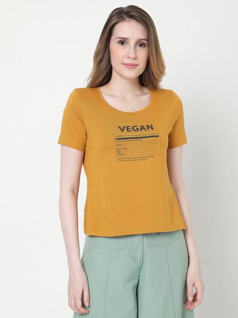 vero moda mustard graphic print t-shirt
