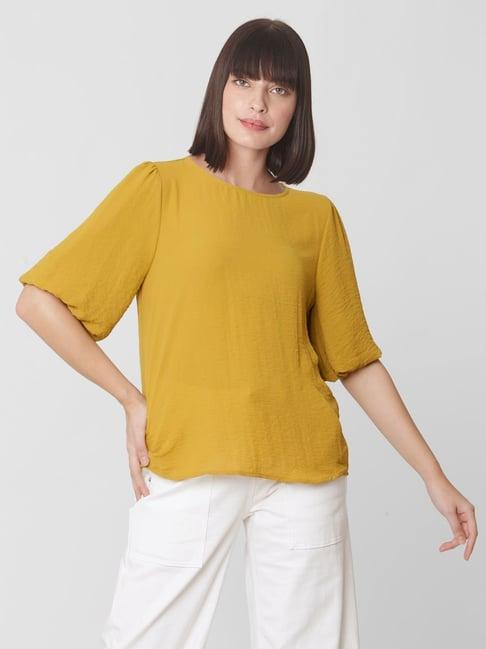 vero moda mustard regular fit top