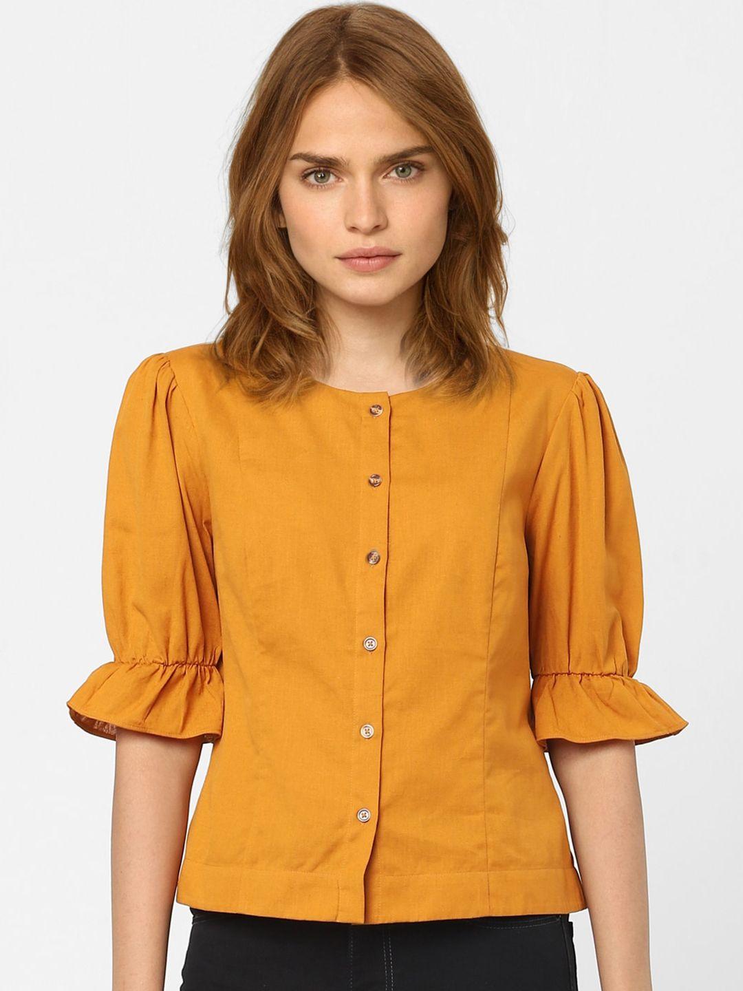 vero moda mustard yellow shirt style top