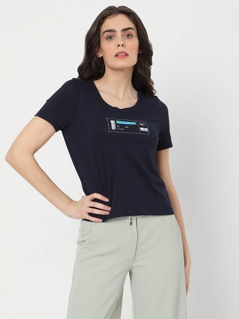 vero moda navy graphic print t-shirt