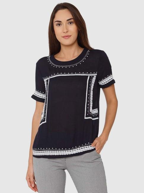 vero moda navy lace top