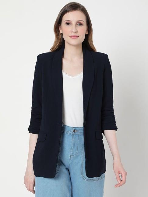 vero moda navy regular fit blazer