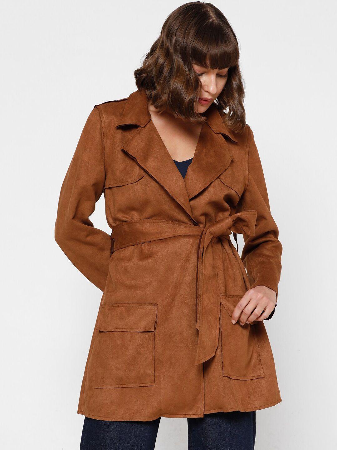 vero moda notched lapel collar wrap coat