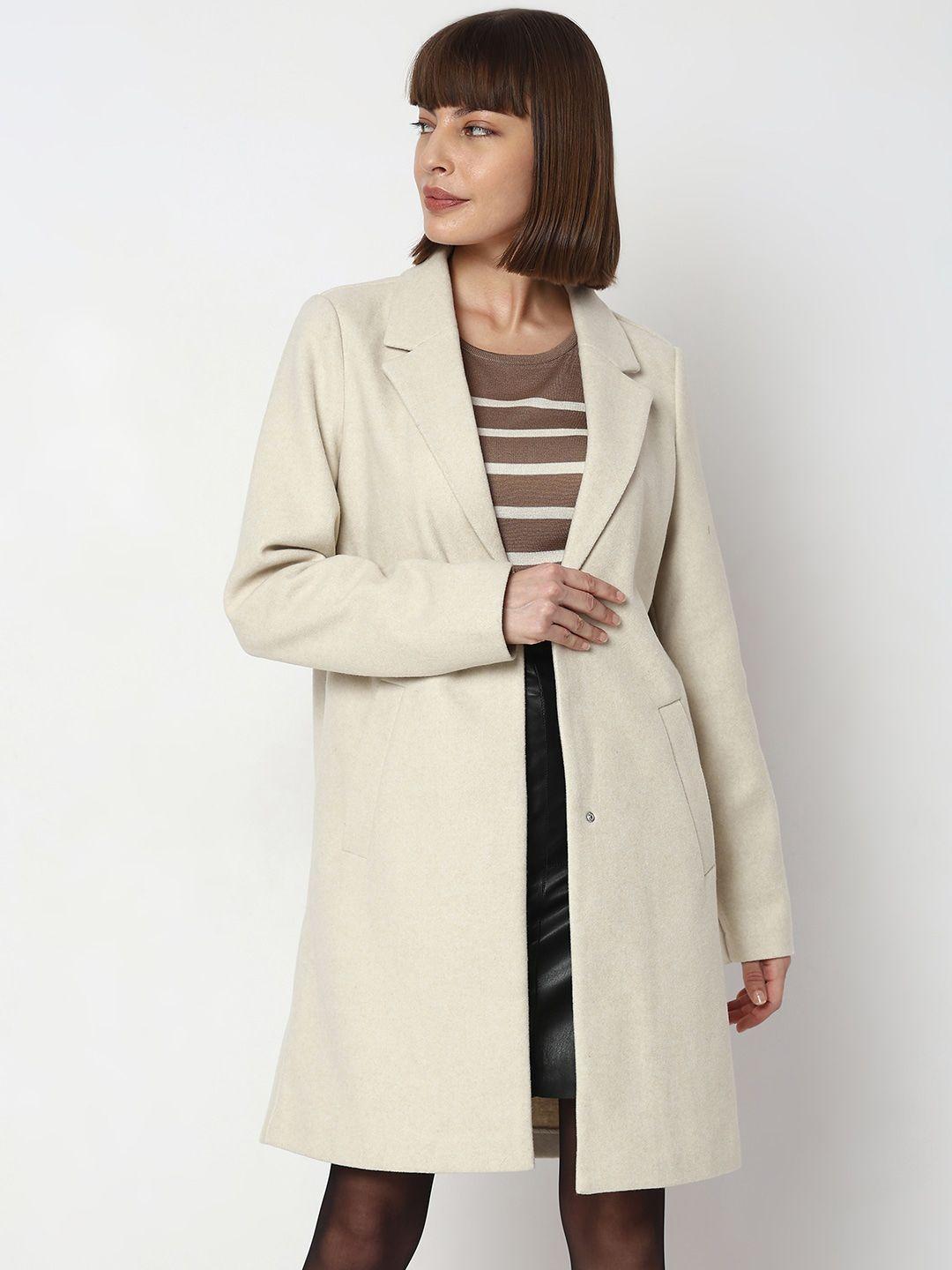 vero moda notched lapel longline trench coat
