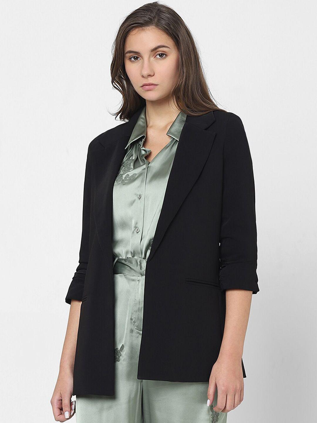 vero moda notched lapel three-quarter sleeves open front formal blazer