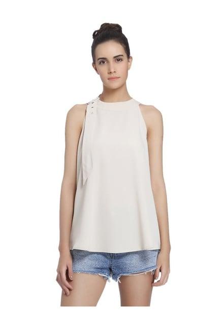 vero moda oatmeal round neck top