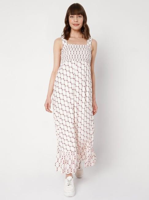 vero moda off white printed peplum dress