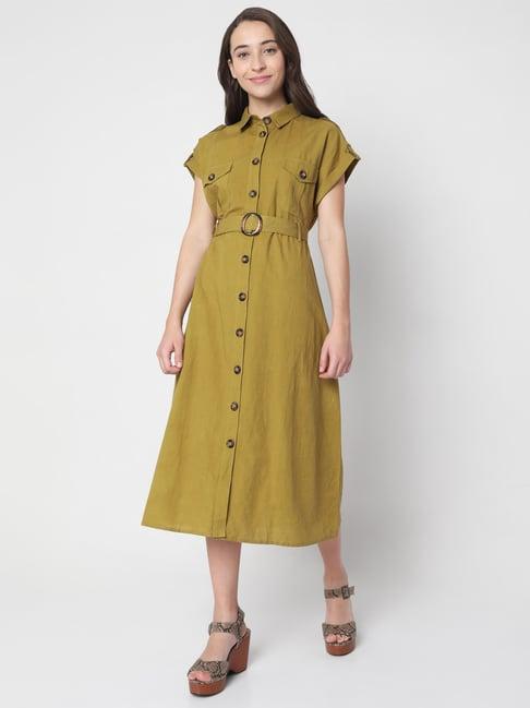 vero moda olive below knee shirt dress
