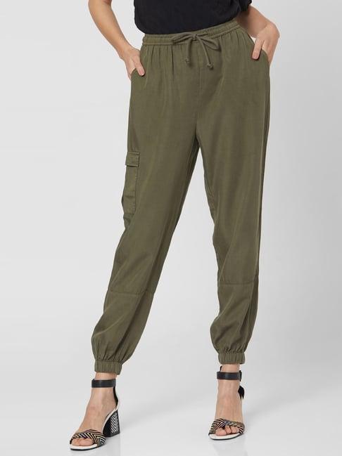 vero moda olive green mid rise joggers