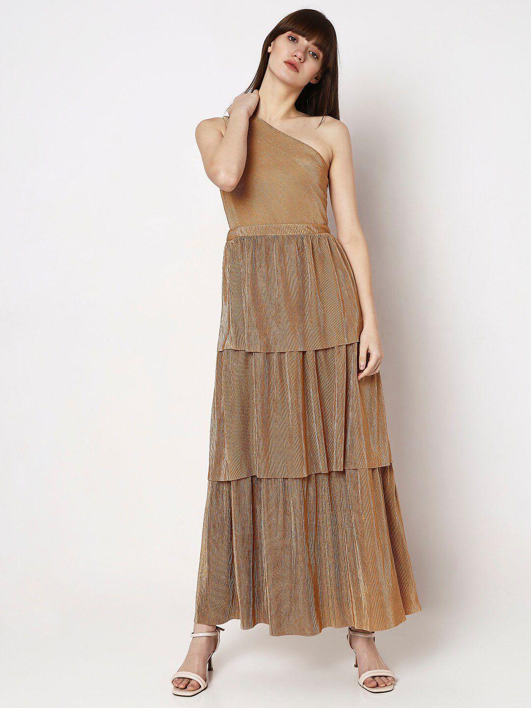 vero moda one shoulder tiered maxi dress