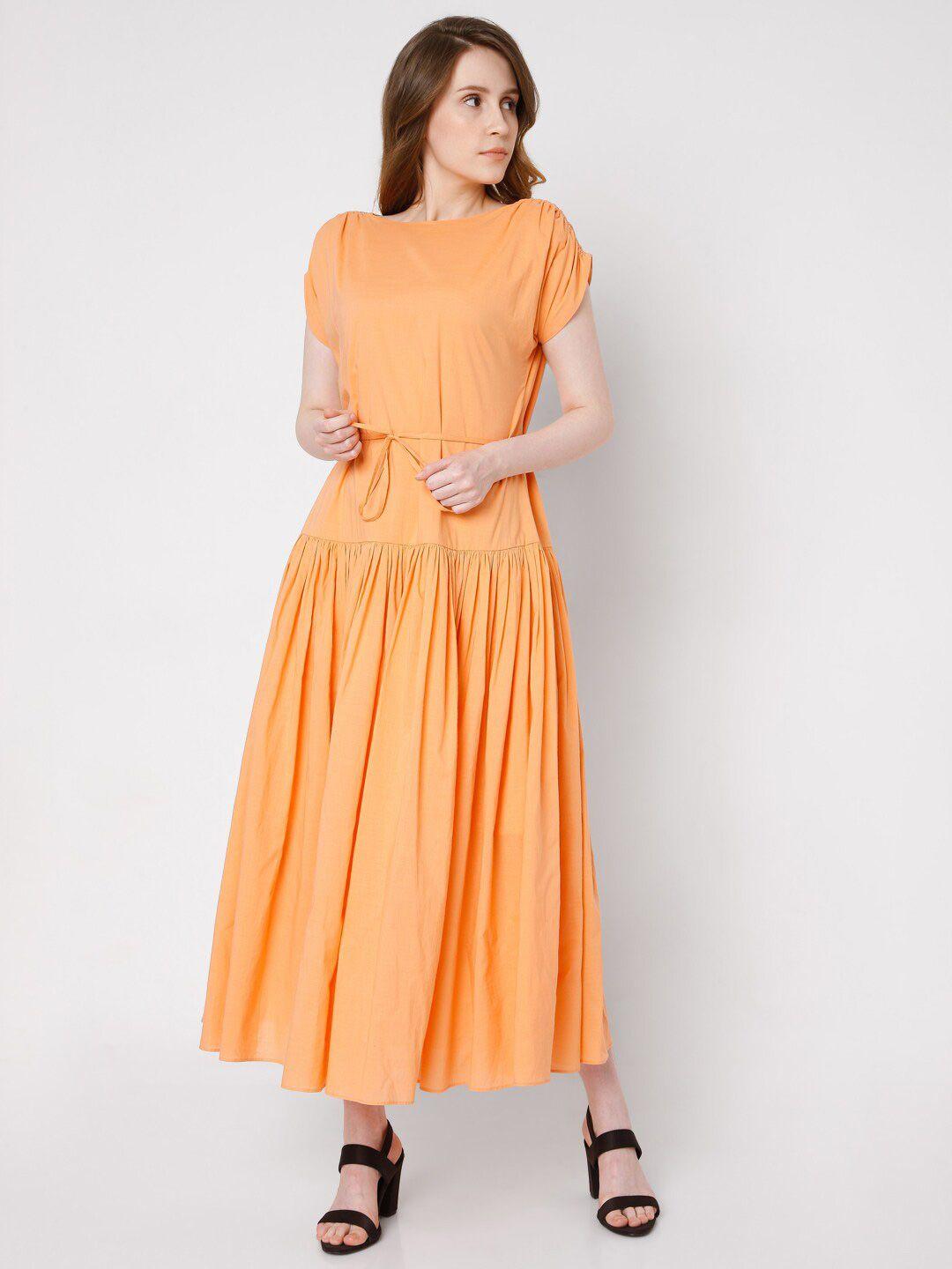 vero moda orange cotton maxi dress