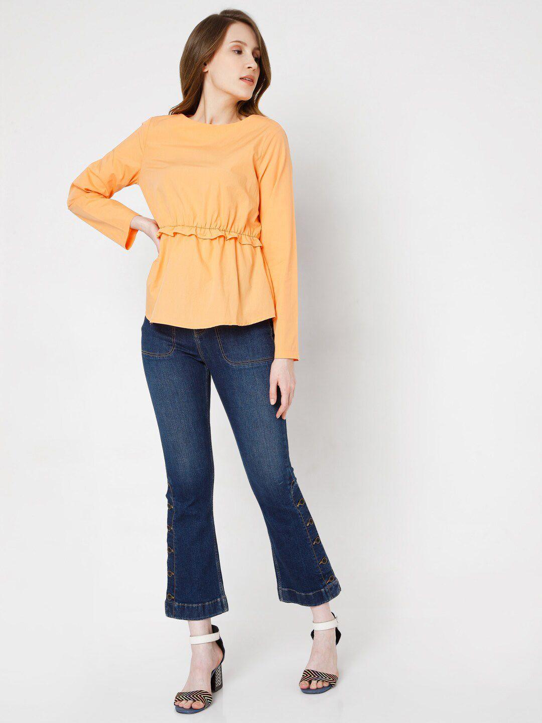 vero moda orange peplum top