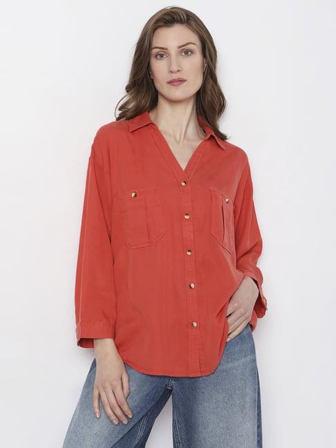 vero moda orange relaxed fit shirt