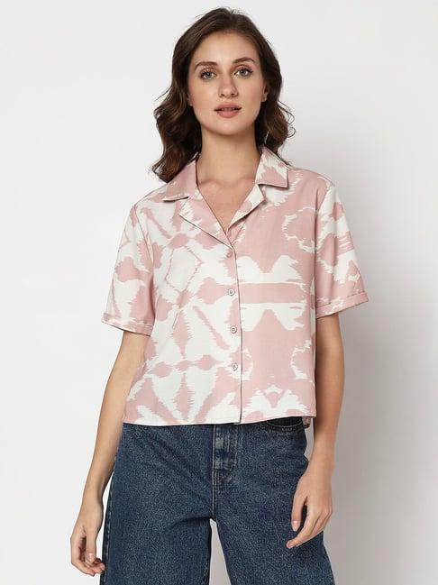 vero moda peach & white printed shirt