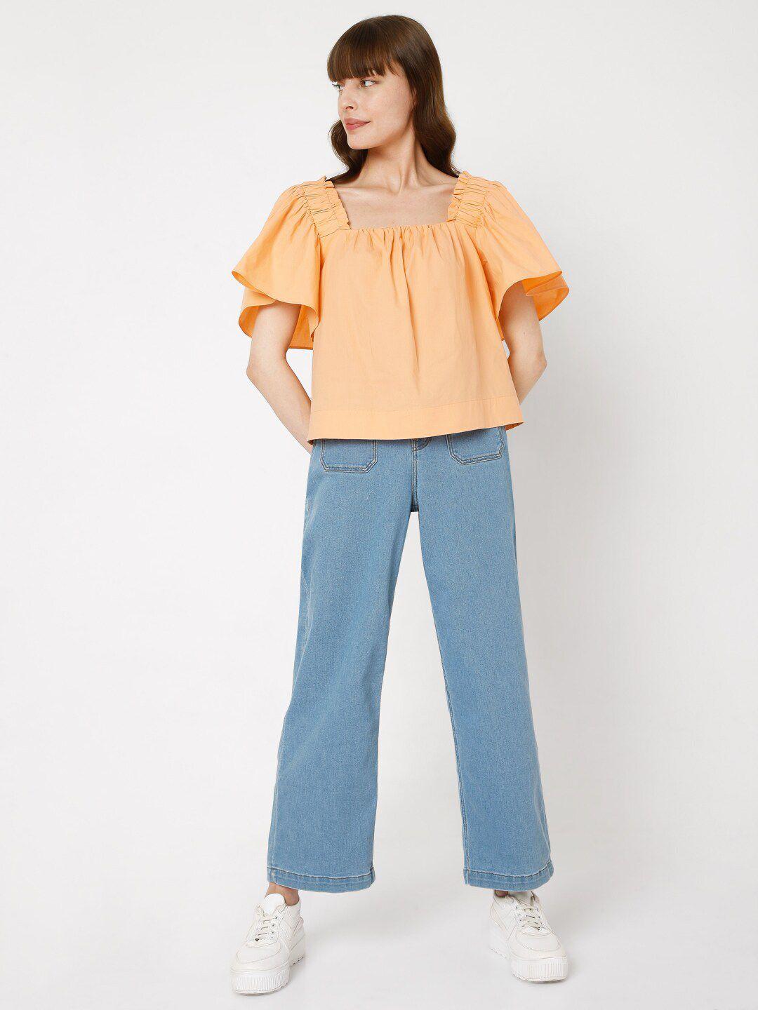 vero moda peach-coloured pure cotton top