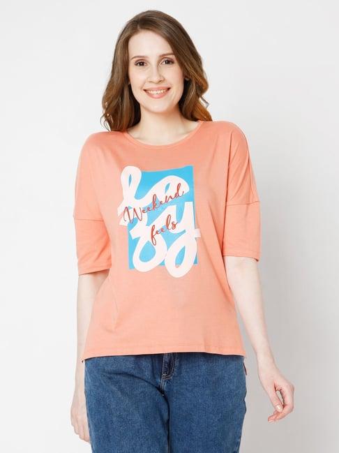 vero moda peach graphic print top