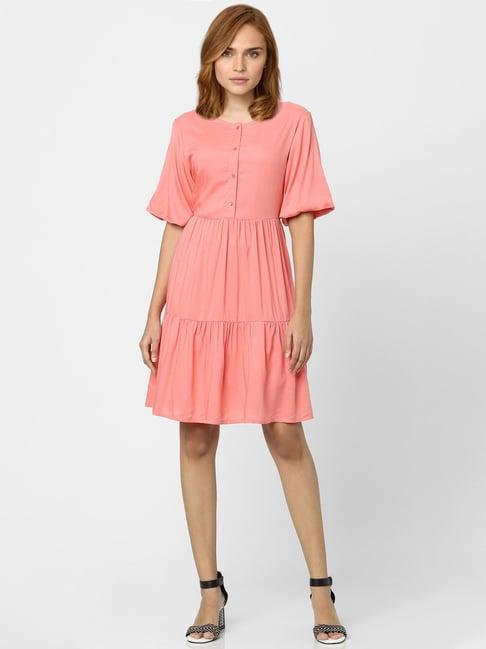 vero moda peach midi skater dress