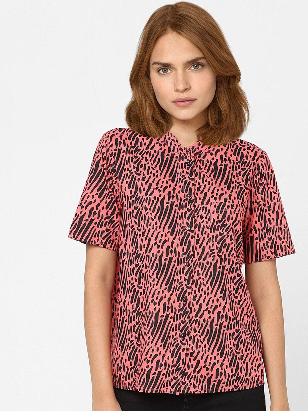 vero moda pink & light coral print top