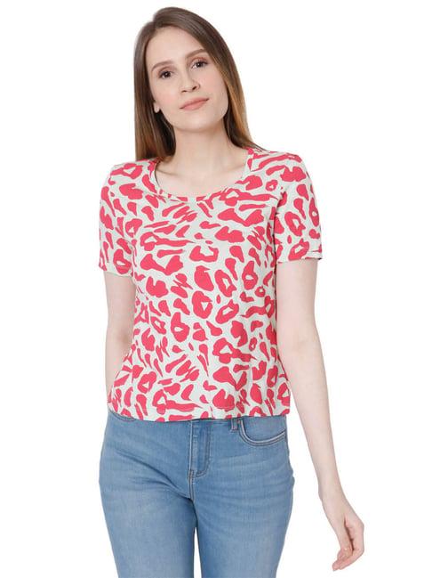 vero moda pink animal print t-shirt