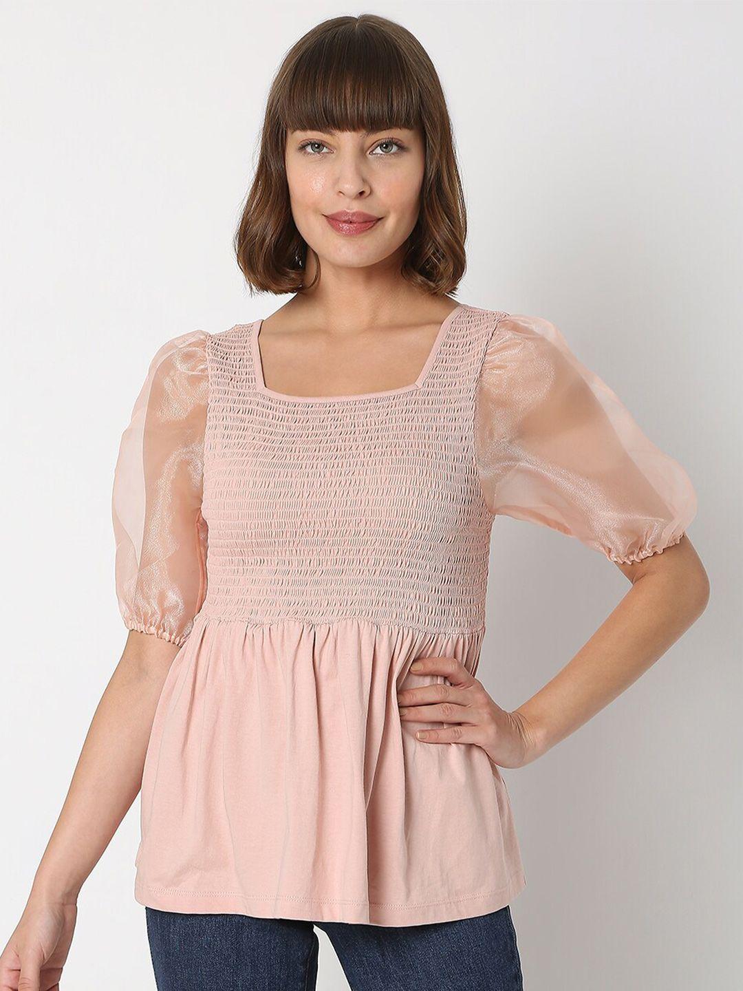 vero moda pink cinched waist top