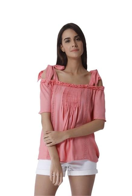 vero moda pink cold shoulder top