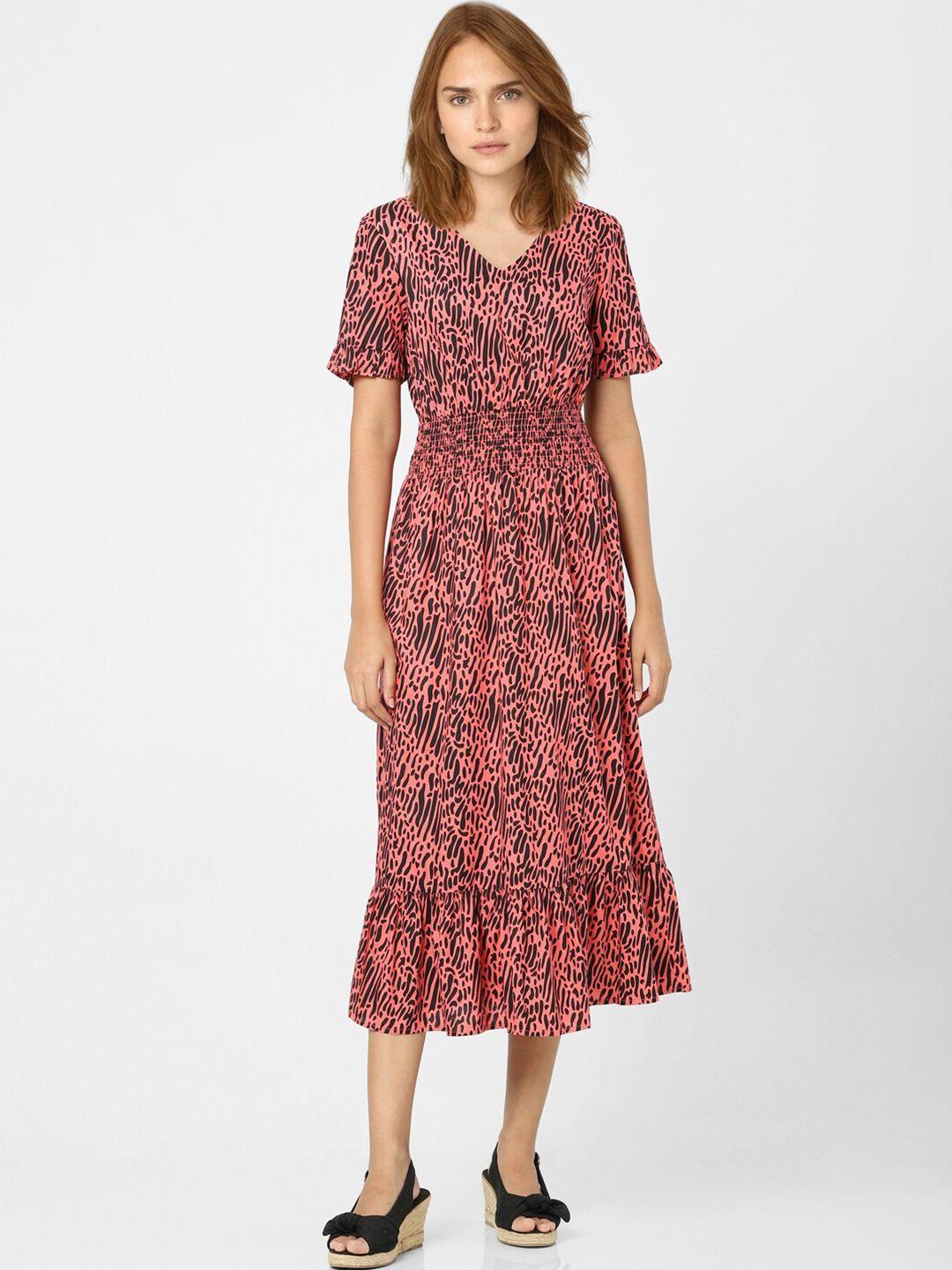 vero moda pink floral midi dress