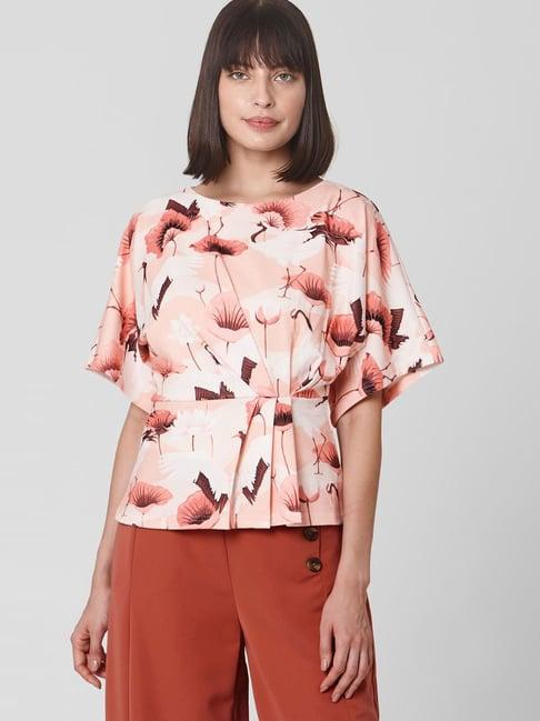 vero moda pink floral print top