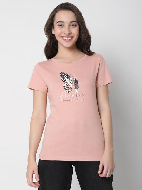vero moda pink graphic print crew t-shirt